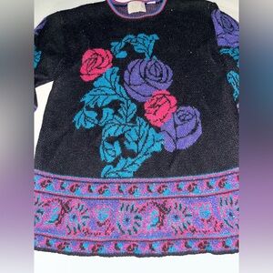 Vintage Expressly for Joyce Metallic Shimmery Floral Acrylic Sweater